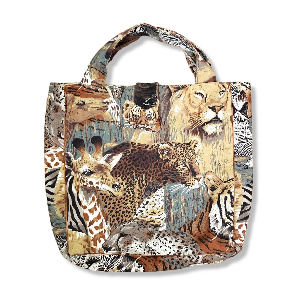 Vintage Safari Animal Print Canvas Tote Purse